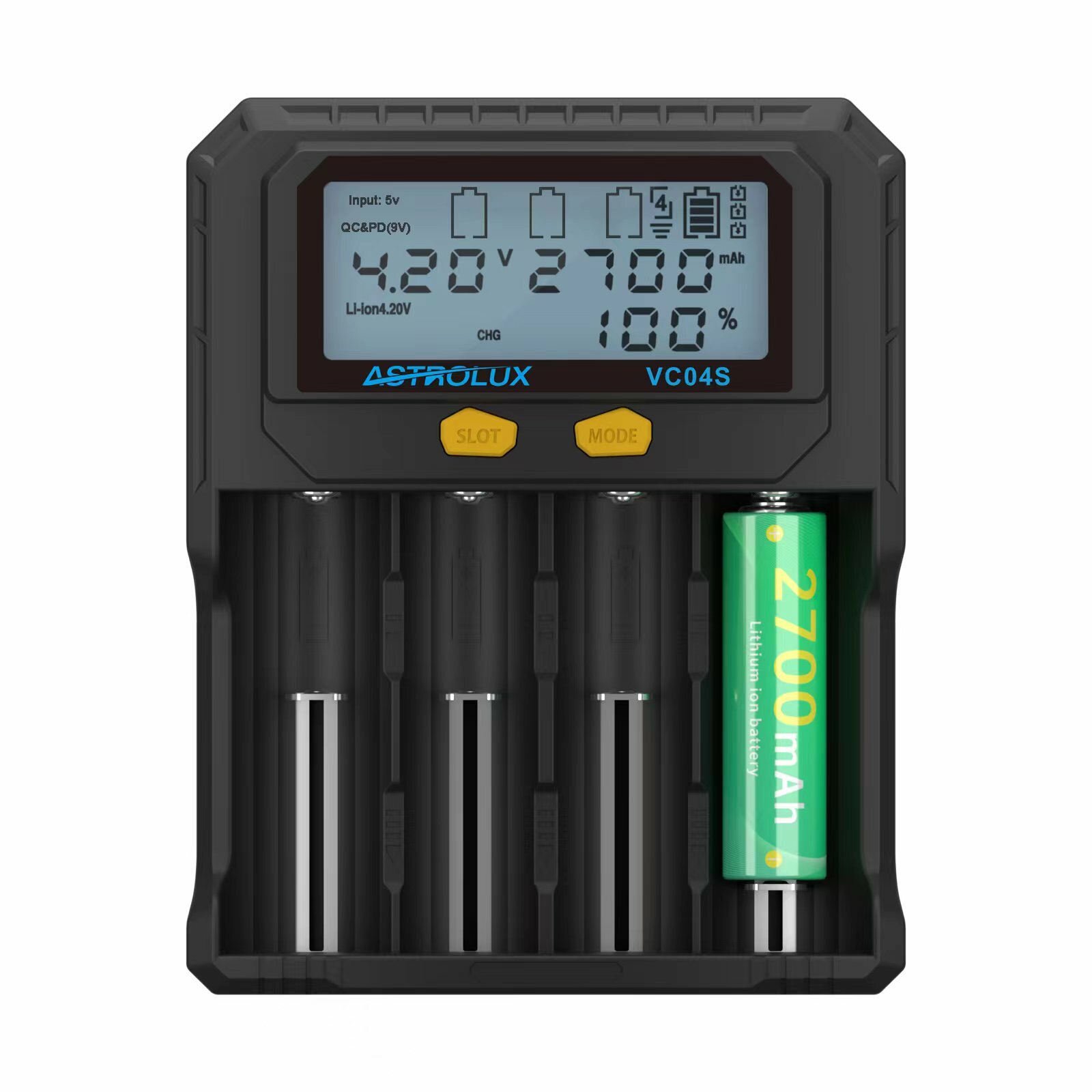 Astrolux® VC04S Type-C Input Quick Smart Battery Charger LCD Display Intellegent Flashlight Charger 4 Slots For Li-ion LiF4PO4 Ni-MH 18650 21700 26650 AA AAA Batteries Cell